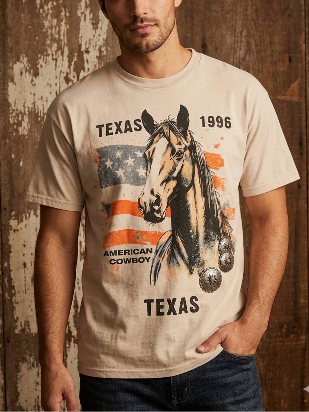Pacsun Size Large  Horse Texas USA American Flag Tee Patriotic
